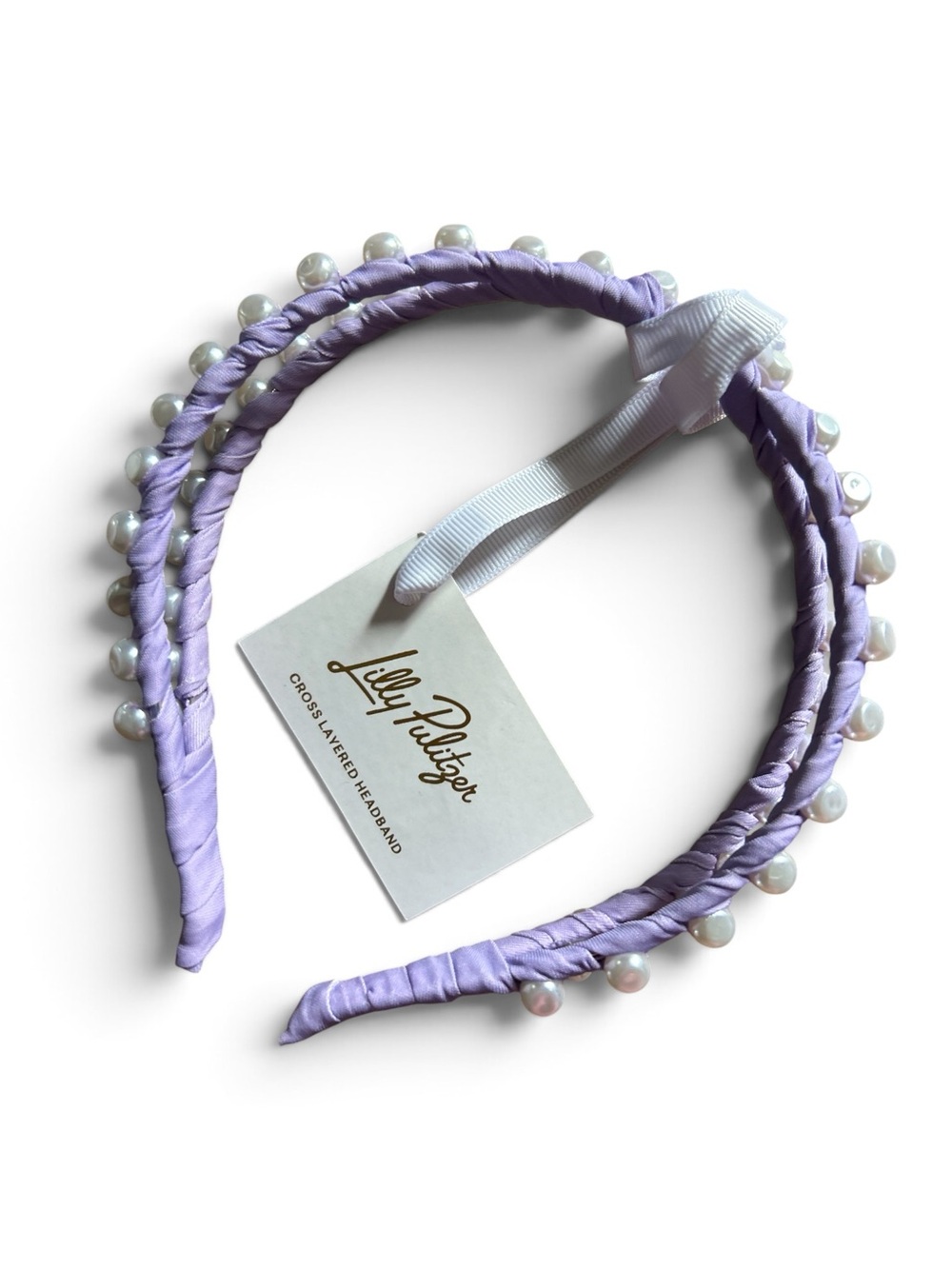Lilly Pulitzer Lavender Braided Pearl Trim Double Layer Headband